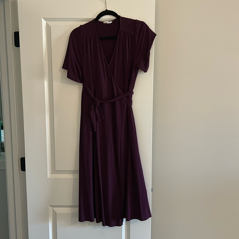 Ingrid and Isabel Dark Purple Wrap Maternity/Nursing Dress, Size XS